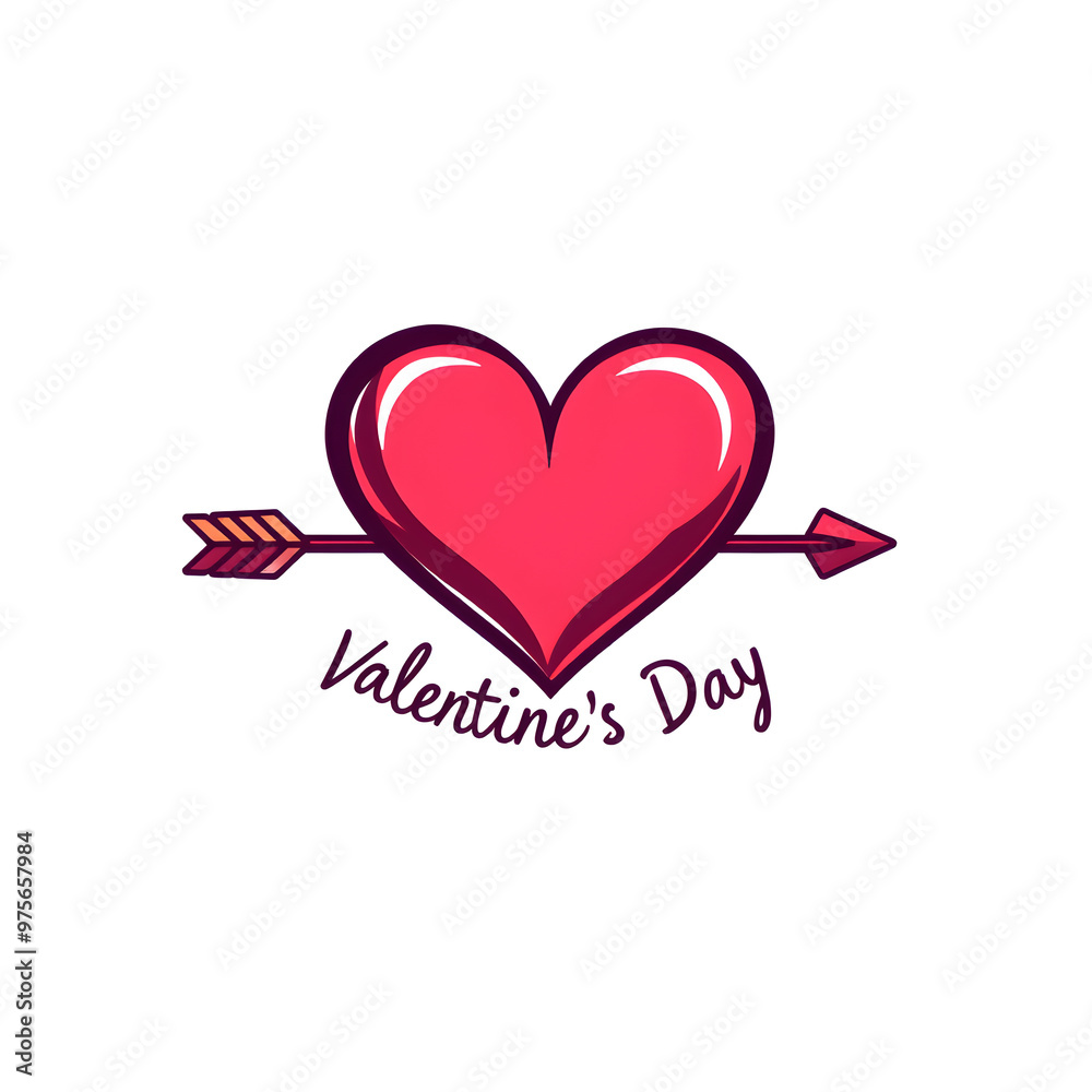Valentine's Day themed logo design with a heart and arrow on a white background. Generative AI Valentine's Day themed logo design with a heart and arrow on a white background. Generative AI