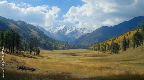 A beautiful view of the Altai Mountains in Russia.