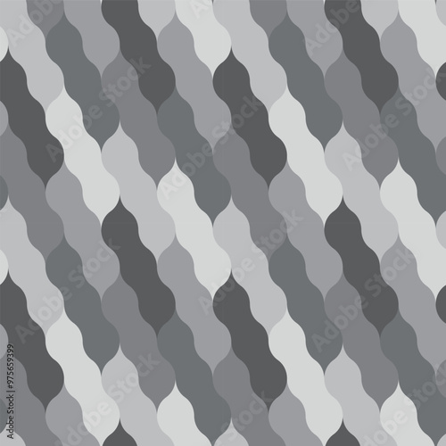 Grey Ornate Diagonal Unconventional Ogee Mosaic Seamless Vector Repeat Pattern