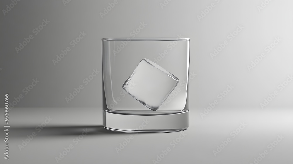 186. A solitary white ice cube in a clean glass