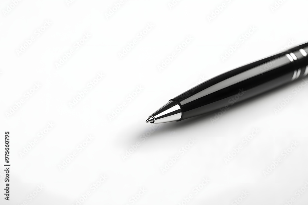 Close-up of a single silver fountain pen on a white background Close-up of a single silver fountain pen on a white background