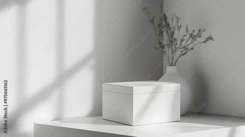 Obraz premium 187. A minimalist white storage box with a sleek design
