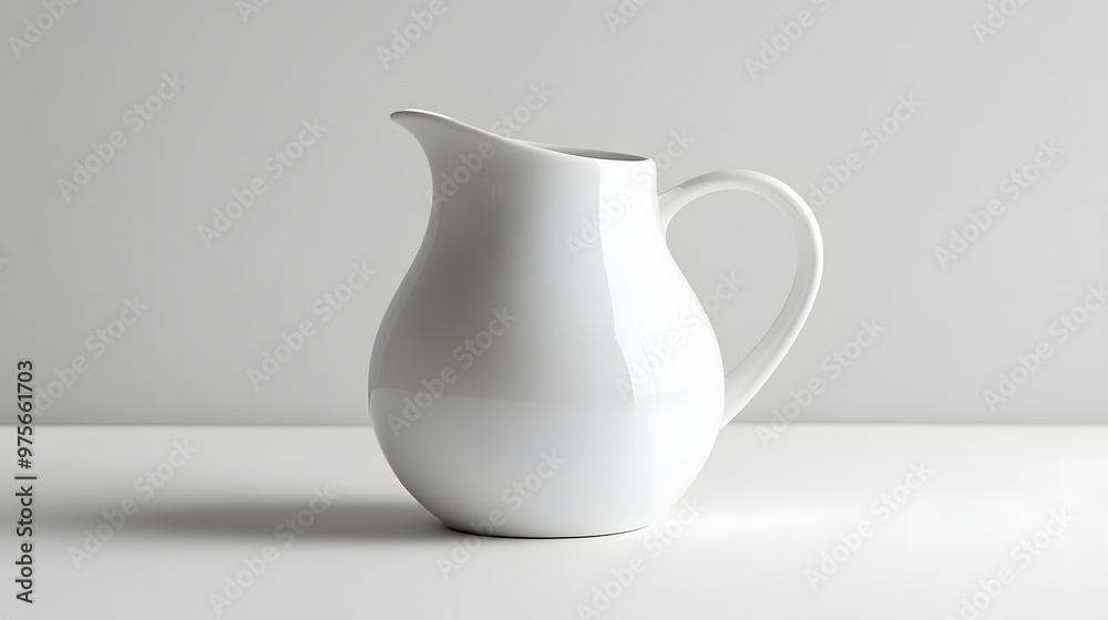 190. A pristine white ceramic pitcher with a clean shape 190. A pristine white ceramic pitcher with a clean shape
