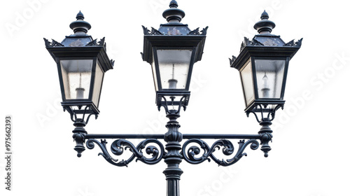 Old street lamp vintage on transparent background