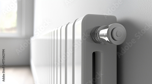 Wallpaper Mural Close-up of a white wall with modern radiators on the right side, corner composition, close-up, macro shot, photorealistic,  Torontodigital.ca