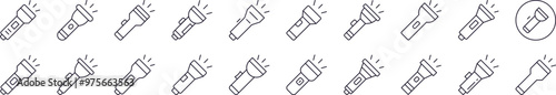 Simple Linear Icon of Flashlight. Editable Stroke. Minimalistic Linear Pictogram for Design of Cards, Apps, Banners, Posts