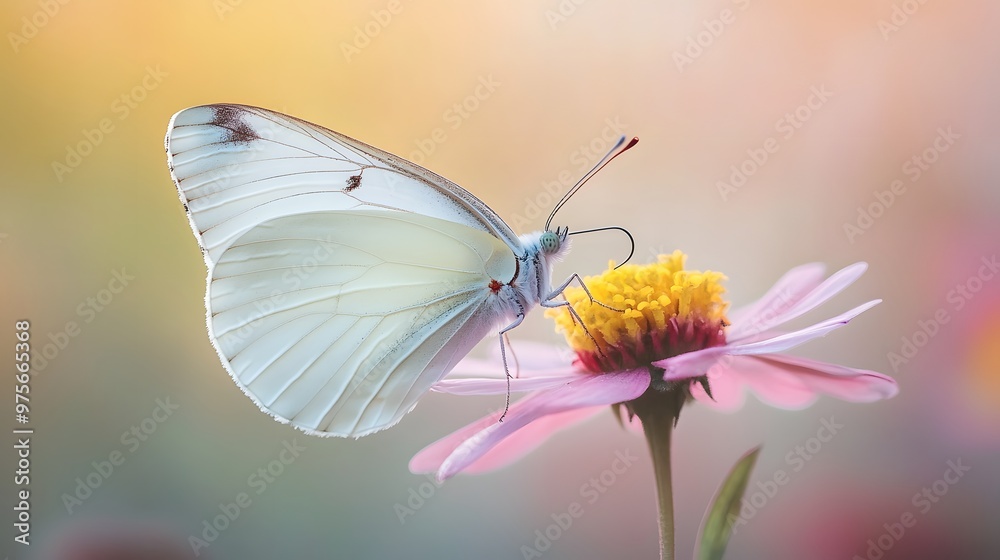 181. A lone white butterfly perched on a flower
