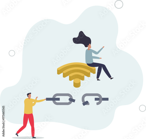Digital disconnect and exit internet technology for detox.flat design with people.