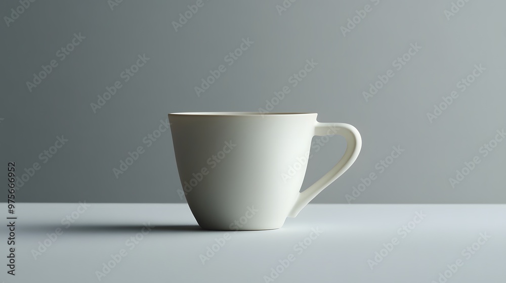 178. A single white porcelain cup with a simple handle 178. A single white porcelain cup with a simple handle