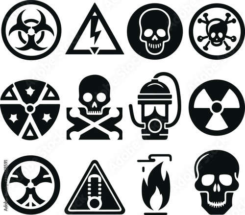 Monochrome Cosmonaut Symbol Danger Icon Vector Illustration Design Silhouette Style photo