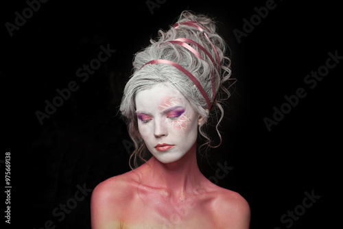 Pretty theater actress halloween character model photo