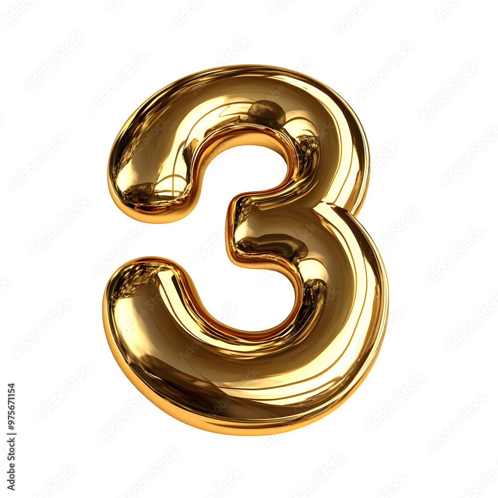 golden font number 3 isolated on a transparent background golden font number 3 isolated on a transparent background