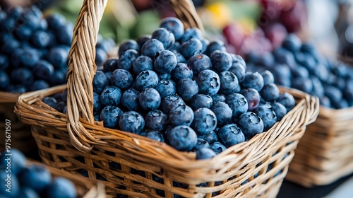 Wallpaper Mural Vibrant Blueberries Overflowing in a Rustic Wicker Basket Showcasing Fresh Healthy Produce Torontodigital.ca