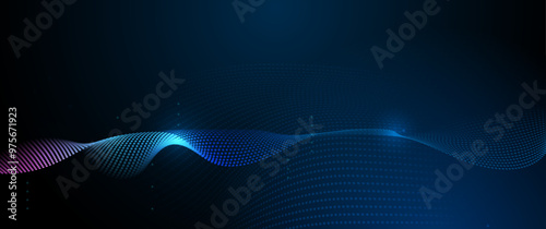 Vector abstract dynamic, wave - flow mesh particles. Illustration futuristic, network technology background. Design for banner, wallpaper. Futuristic, digital datum network and science concept