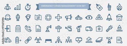 emergency crisis management themed icon collection