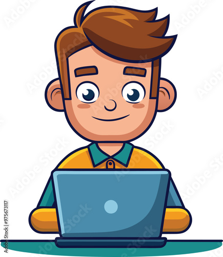 Man using laptop illustration cartoon character