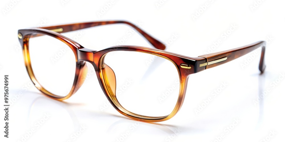 Classic Tortoise Shell Eyeglasses with Golden Accents, White Background, Glasses, Eyewear, Fashion Classic Tortoise Shell Eyeglasses with Golden Accents, White Background, Glasses, Eyewear, Fashion