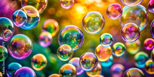 Floating Rainbow Bubbles, Macro Photography, Soap Bubbles, Light Reflection, Colorful Spheres, Bubble Photography, Bubbles