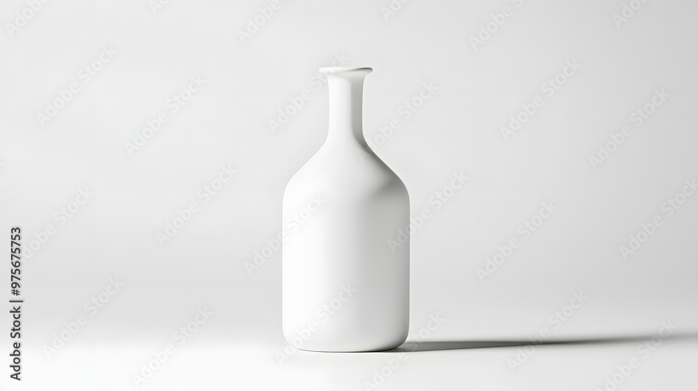 150. A single white glass bottle with a minimalistic design 150. A single white glass bottle with a minimalistic design
