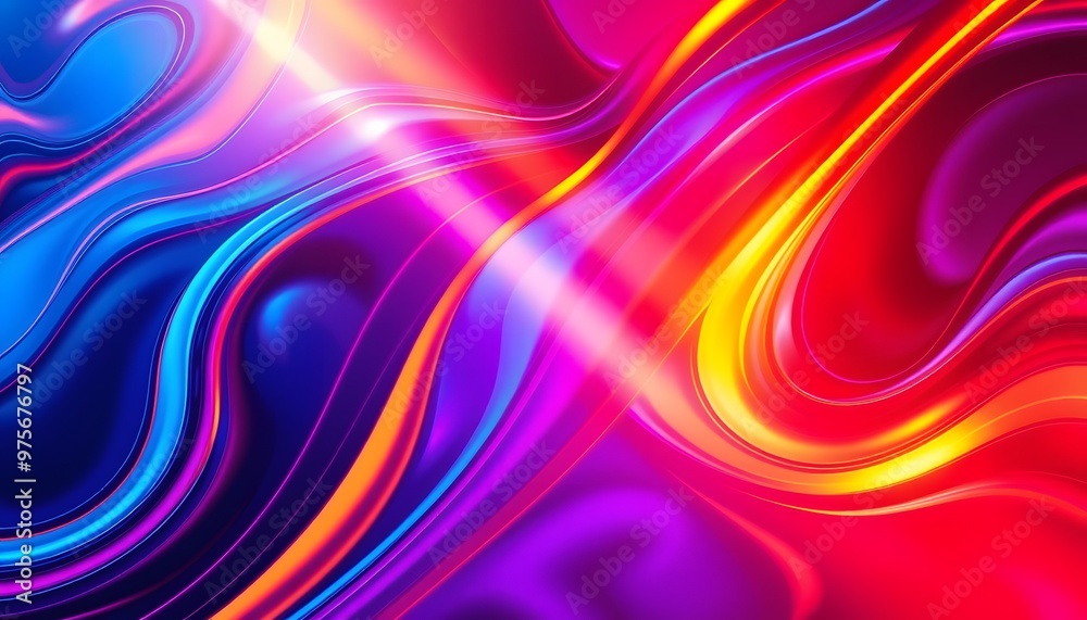 Vibrant Abstract Neon Background With Fluid Wave Patterns Vibrant Abstract Neon Background With Fluid Wave Patterns