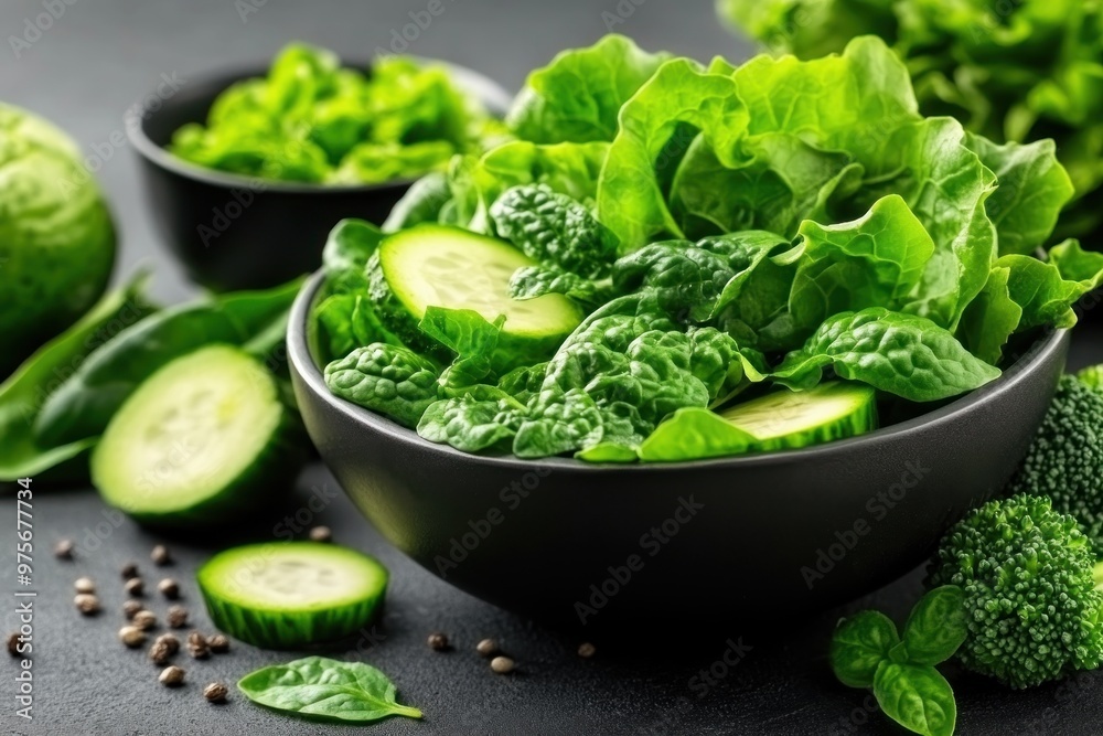 Gluten-Free Green Salad with Fresh Greens, Cucumber, and Broccoli, A Healthy and Nutritious Meal Option Gluten-Free Green Salad with Fresh Greens, Cucumber, and Broccoli, A Healthy and Nutritious Meal Option