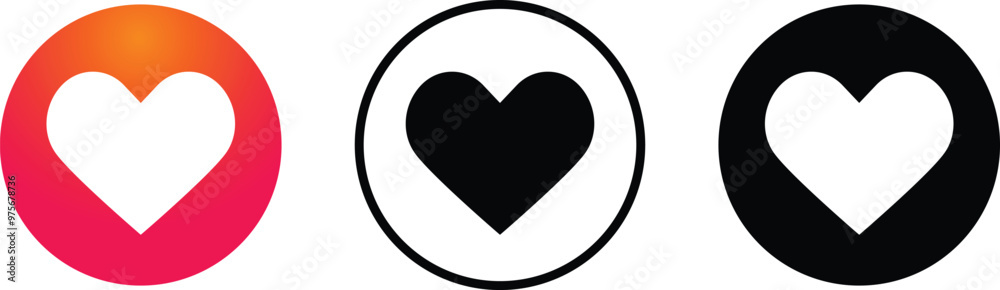 Like love icon buttons. add to favorites icon , heart flat icon in modern circle shape , Social media notification icons. emoji post reactions set. Vector illustration Like love icon buttons. add to favorites icon , heart flat icon in modern circle shape , Social media notification icons. emoji post reactions set. Vector illustration