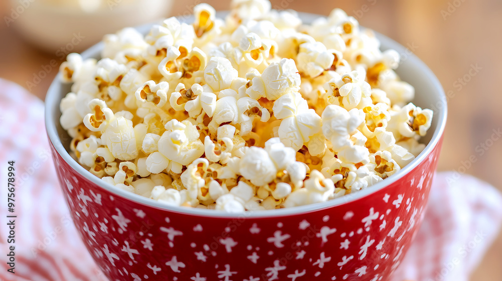 Sweet and salty kettle corn with a slight caramelized coating, filling the air with a deliciously Sweet and salty kettle corn with a slight caramelized coating, filling the air with a deliciously