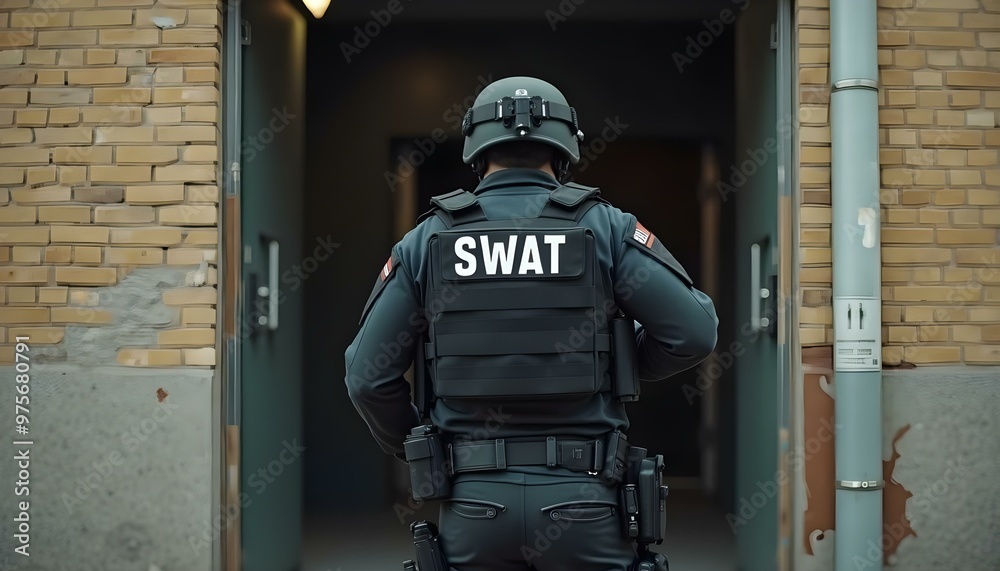 Swat team officers inside a building Swat team officers inside a building