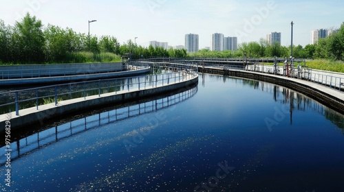 A wastewater treatment plant with a sludge landfilling unit.