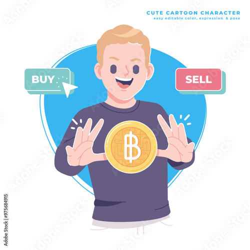 digital coin trading concept illustration design