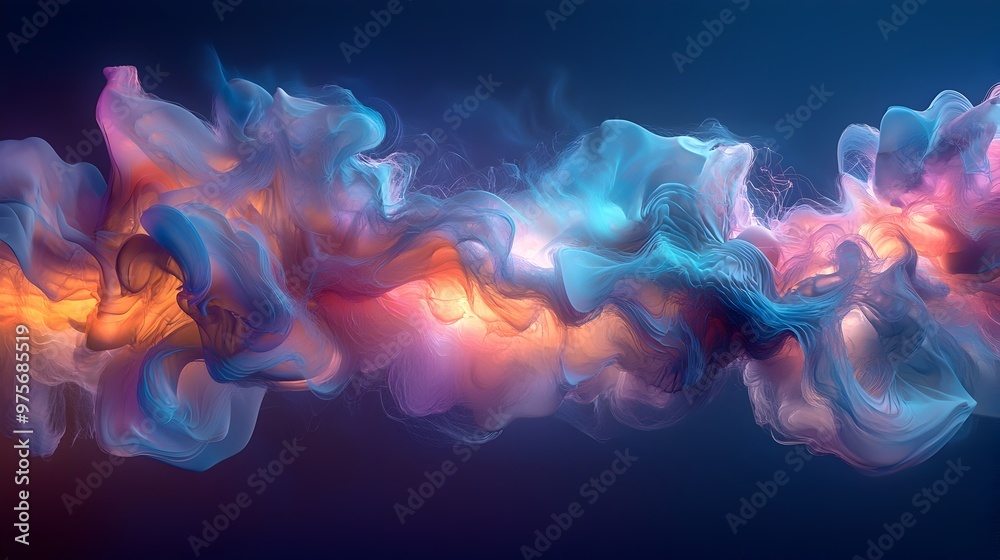 Obraz premium Captivating Fluid Dynamics Vibrant Digital Artwork with Swirling Ethereal Energy