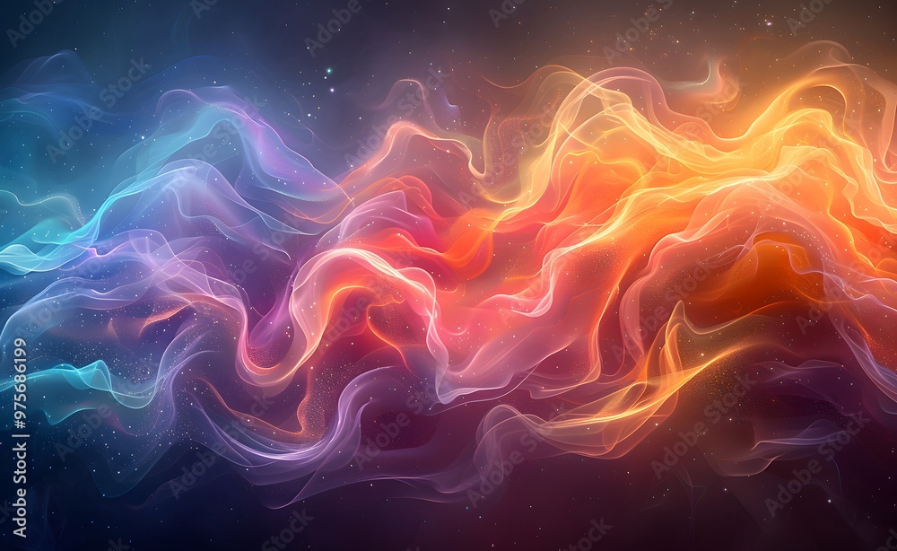 Dance of pale rainbow colors in fluid wave motion, capturing the essence of light and life. Dance of pale rainbow colors in fluid wave motion, capturing the essence of light and life.