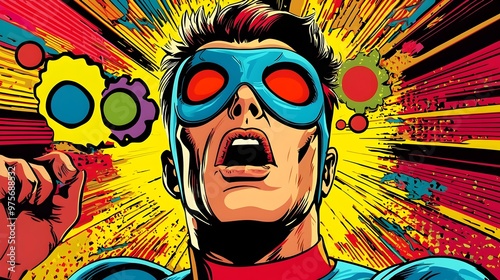 Wallpaper Mural Powerful Superhero Screaming in Vibrant Comic Book Style Art Torontodigital.ca