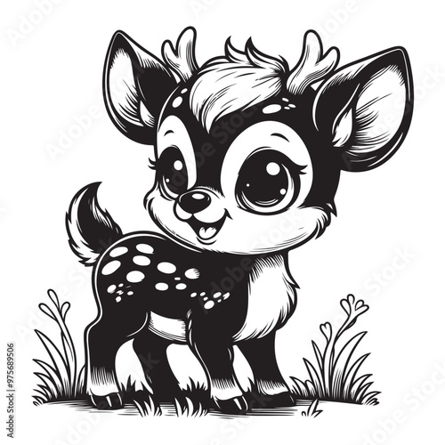 cute deer clipart vector design,awesome cute deer svg,high resolution printable cute deer artwork