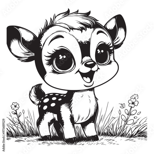 cute deer clipart vector design,awesome cute deer svg,high resolution printable cute deer artwork