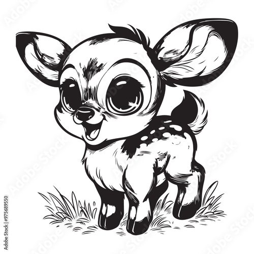 cute deer clipart vector design,awesome cute deer svg,high resolution printable cute deer artwork