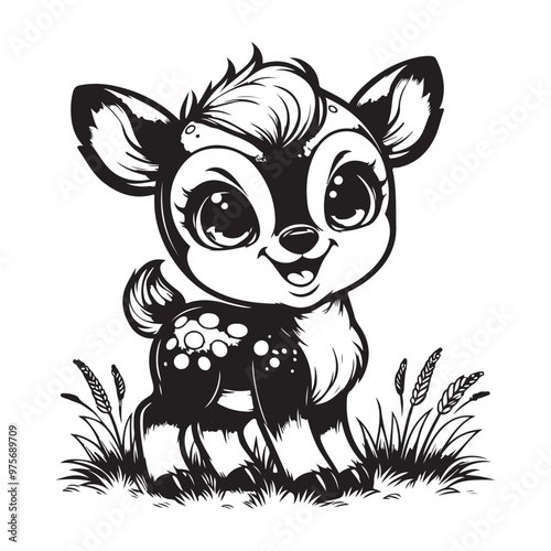 cute deer clipart vector design,awesome cute deer svg,high resolution printable cute deer artwork