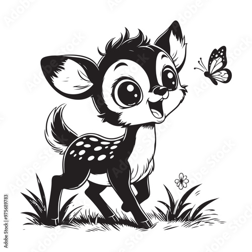 cute deer clipart vector design,awesome cute deer svg,high resolution printable cute deer artwork