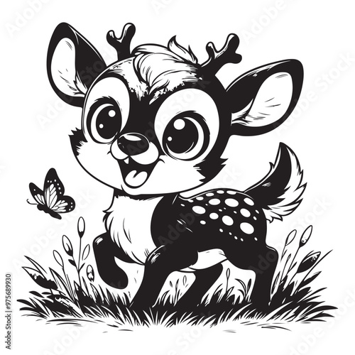 cute deer clipart vector design,awesome cute deer svg,high resolution printable cute deer artwork
