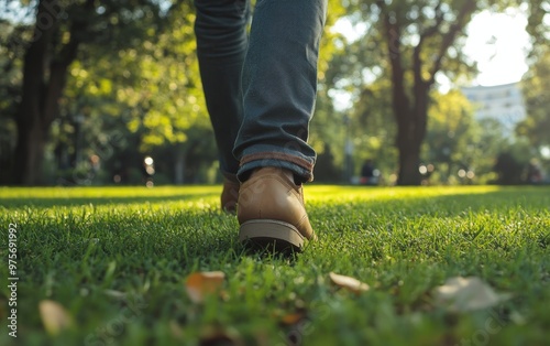 Walking at the lawn professional advertising poster realistic instagram photo 