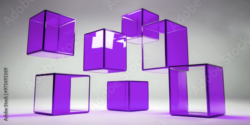 Obraz na płótnie elegant aesthetic design, template with copy space area, abstract glass cubes isolated on clean background, blank advertising display w salonie