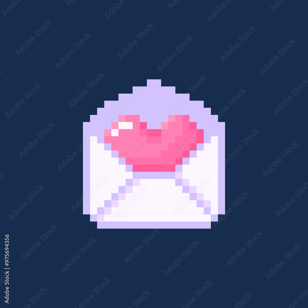 love envelope in pixel art style love envelope in pixel art style