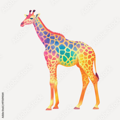 Colorful giraffe digital art