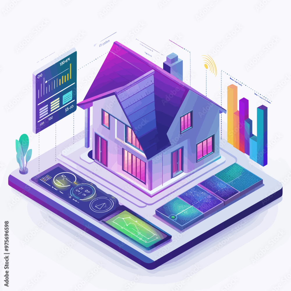 Obraz premium Smart Home Energy Dashboard Vector Illustration