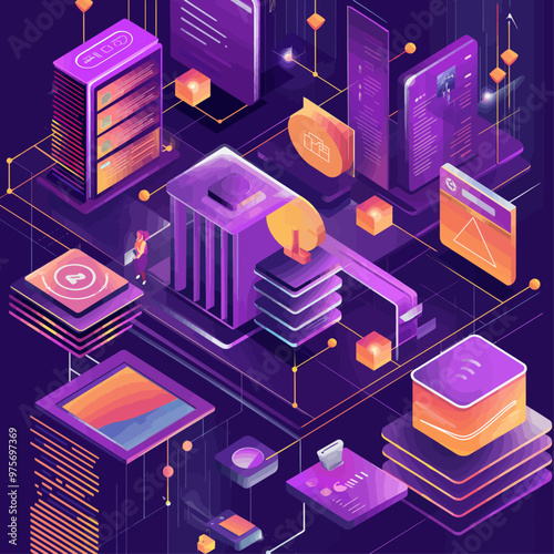 AI Fraud Detection System Isometric Illustration