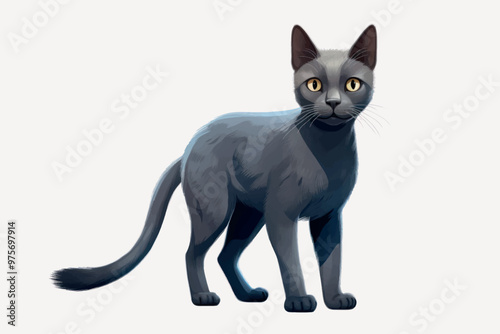 Elegant gray cat illustration