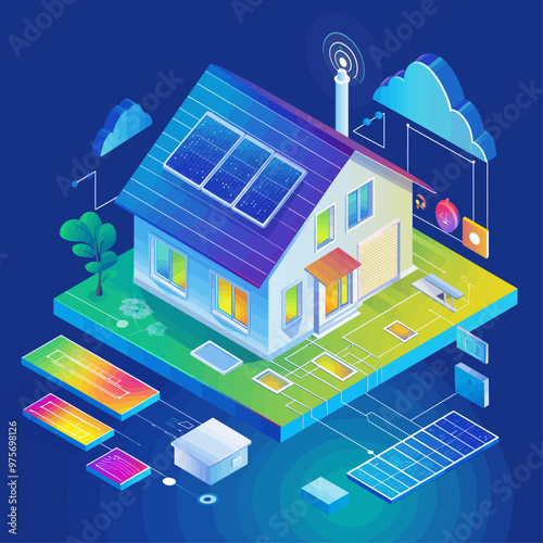 Smart Home Energy Management Vector Illustration