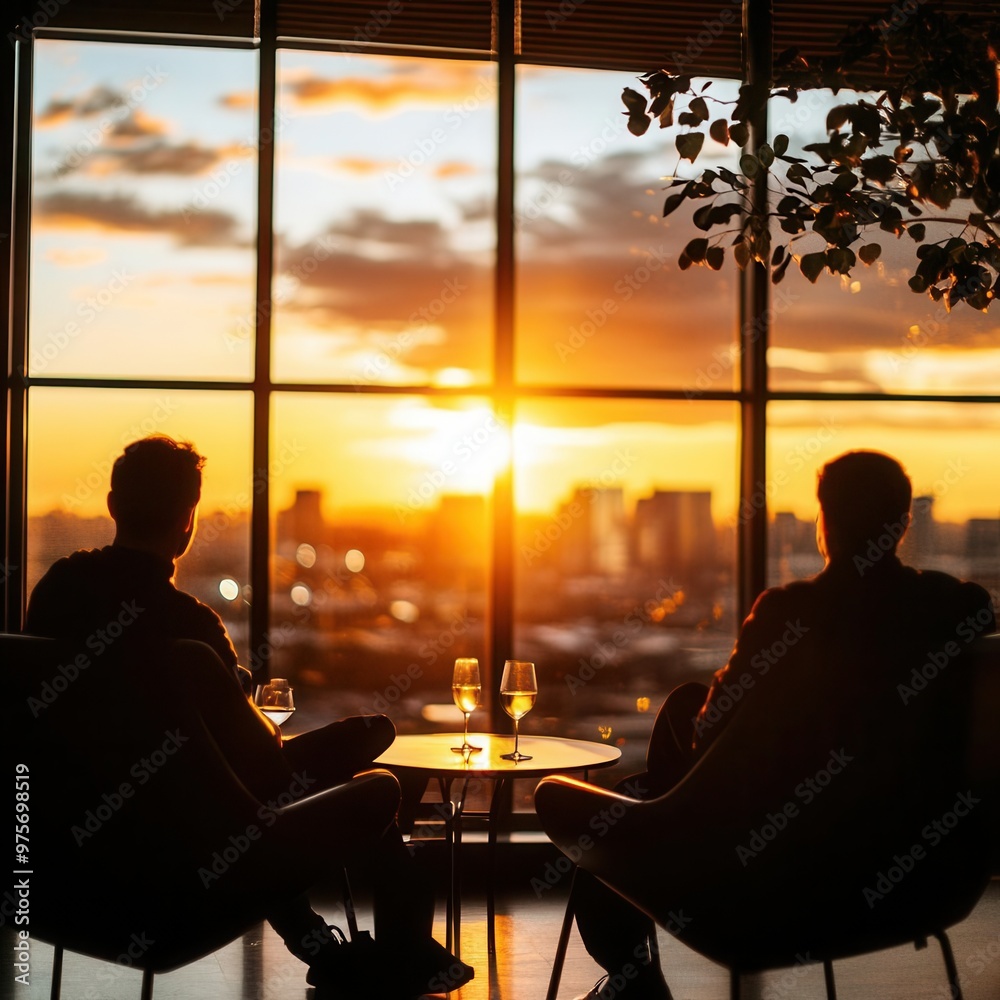 Fototapeta premium Peers comfortably enjoying a full scenic view in a relaxed atmosphere wide shot soft lighting,