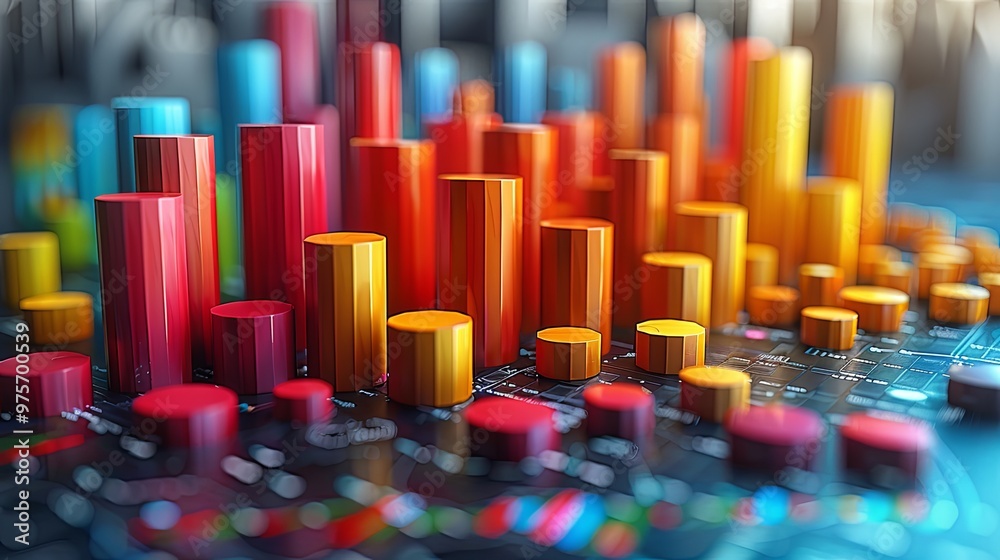 Obraz premium 3d render of concept data visualization, collection, processing, and analysis information