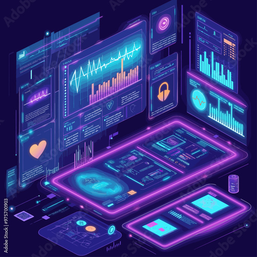 Remote Patient Monitoring Isometric Illustration